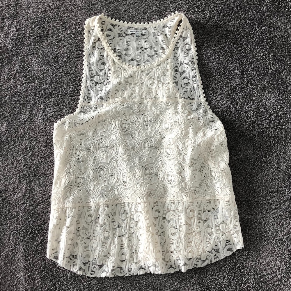 American Eagle Lace Tank Top in Cream